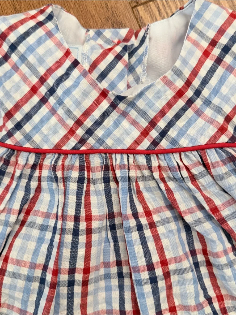 Little English Red, Blue and White Plaid Tank Top with Red Bloomers